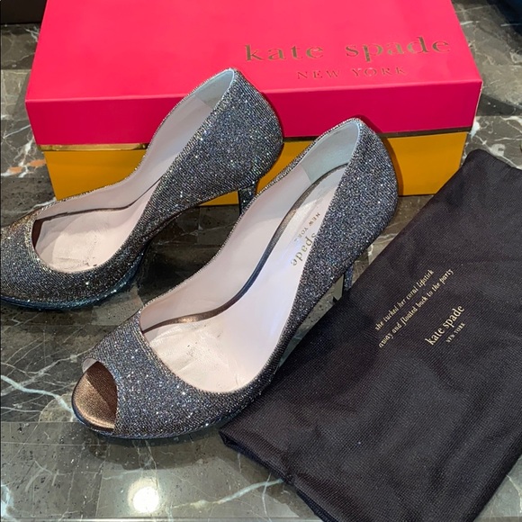 Kate Spade Peep Toe Pump Heels 7 Silver/Bronze - Picture 5 of 8
